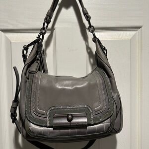 Coach Kristin Spectator Smooth Leather and Snake Embossed Hobo Shoulder Bag
